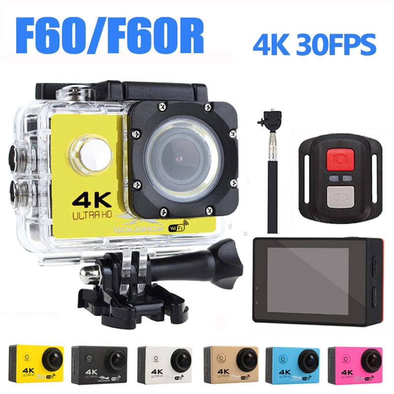 

Ultra HD 4K Action Camera WiFi Camcorders 16MP 170 Go Cam Deportiva 2 inch Screen F60 F60R Waterproof Sport Camera pro 1080P cam