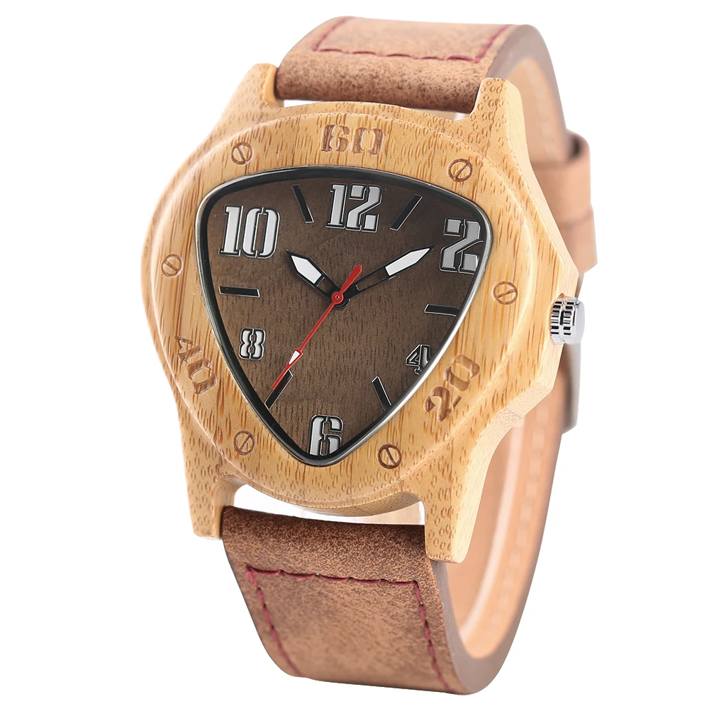 YISUYA Handmade Bamboo Wood Wrist Watch Inverted Triangle Case Sport Men's Watches Nature Wooden Timber Clock Relogio Gift Bag 1 (33)