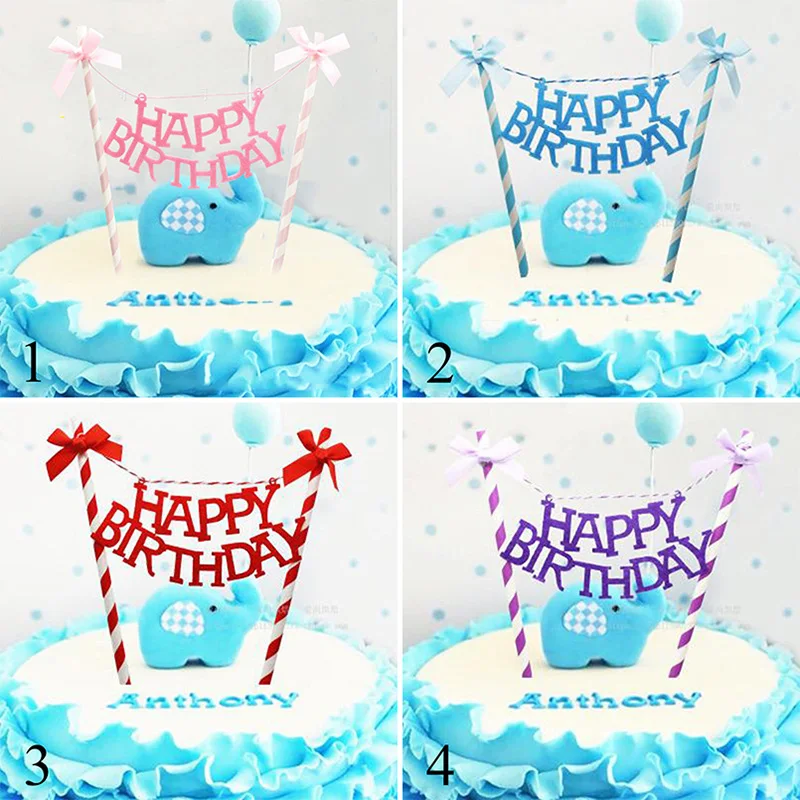 1 шт./компл. бантом Топпер для торта «С Днем Рождения» для вечерние украшения торта флаг для детского дня рождения торт украшения инструменты