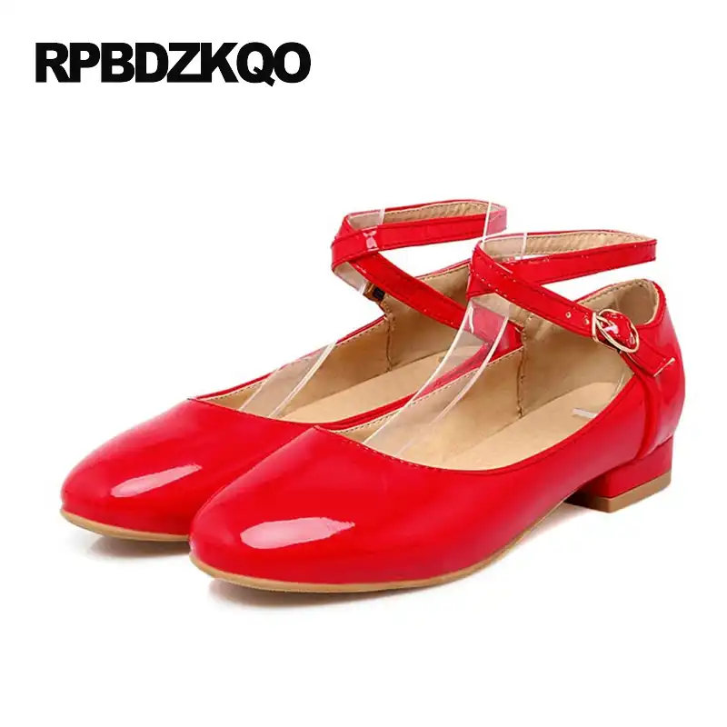 red flats with ankle strap