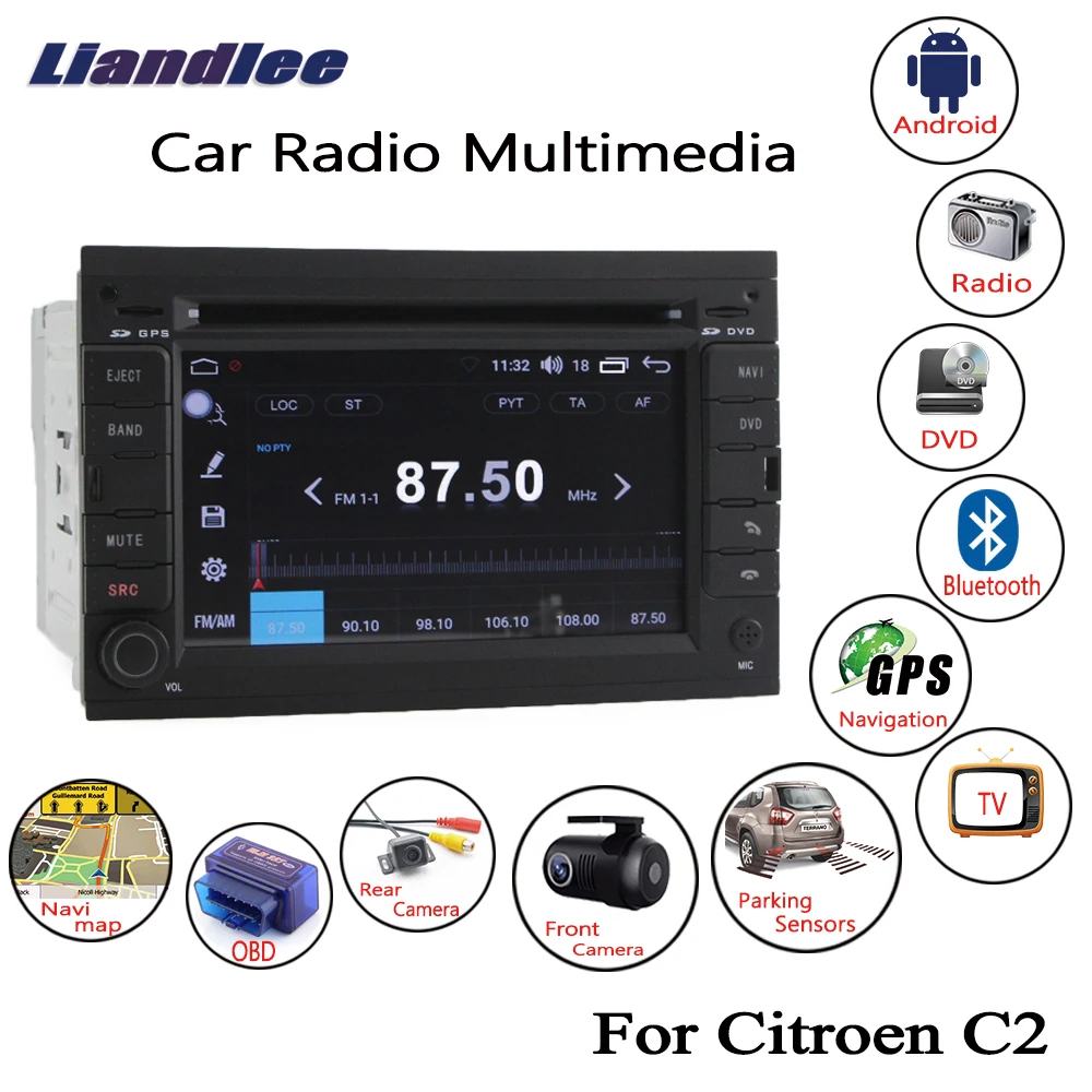 Для Citroen C2 2003~ 2007 2008 2009 Android мультимедийный автомобильный Радио FM AM DVD CD плеер gps навигационная система HD экран дисплей ТВ