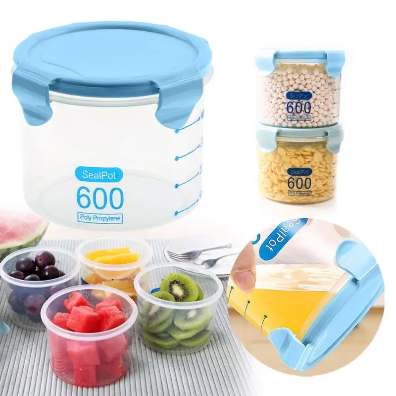 

600/800ml Storage Plastic Box Sealing Food Preservation Fresh Pot Container Transparent Sealed Crisper Organizer With Cover