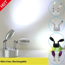 2 Вт/6 Вт подзарядка двухголовый шкаф li батарея 7-8 часов портативные и вращающиеся ювелирные изделия подсчет шкаф led батарея прожектор