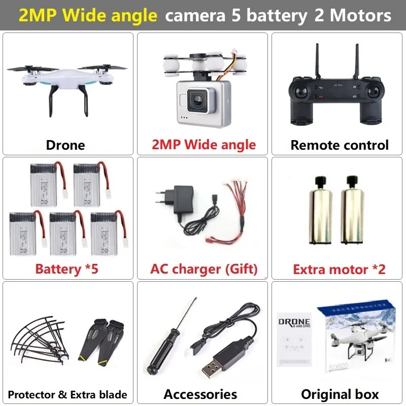 Teeggi SG600 FPV Радиоуправляемый Дрон с 2MP 720P WiFi HD камерой Квадрокоптер высота удерживает ключ возврата Вертолет VS X5SW X5HW Дрон - Цвет: Set12 2MP 5B 2M