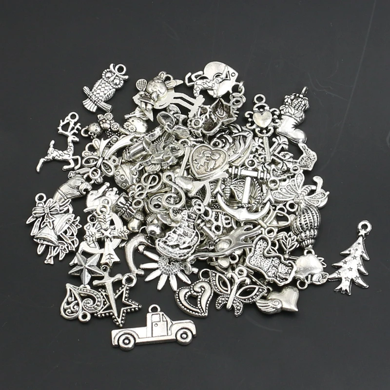

Mixed Random Antique Silver Plated Anchor Charm Angel Pendants European Bead Bracelet Necklace Jewelry Making Diy Accessories