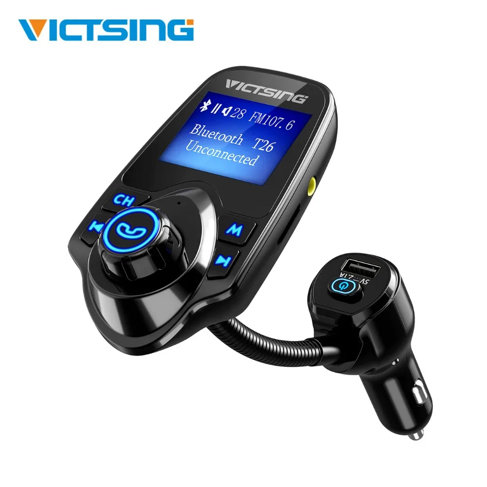 

VicTsing Bluetooth Transmitter Wireless Car Radio Adapter Car Kit With Microphone&Power Button Support TF Car/USB Flash/AUX