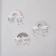 Скандинавские радужные Украшения Стены Орнамент Детские капли дождя облако игрушки палатка подвесной мобильный для детской комнаты декор