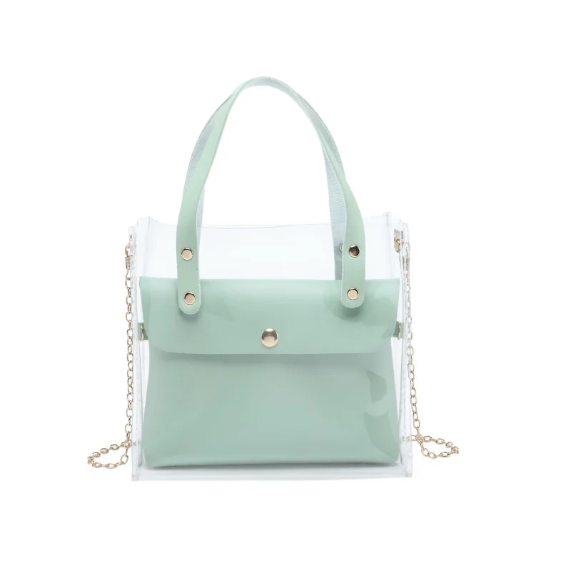 

2019 new net red portable transparent bag small fresh girl bag chain diagonal package.