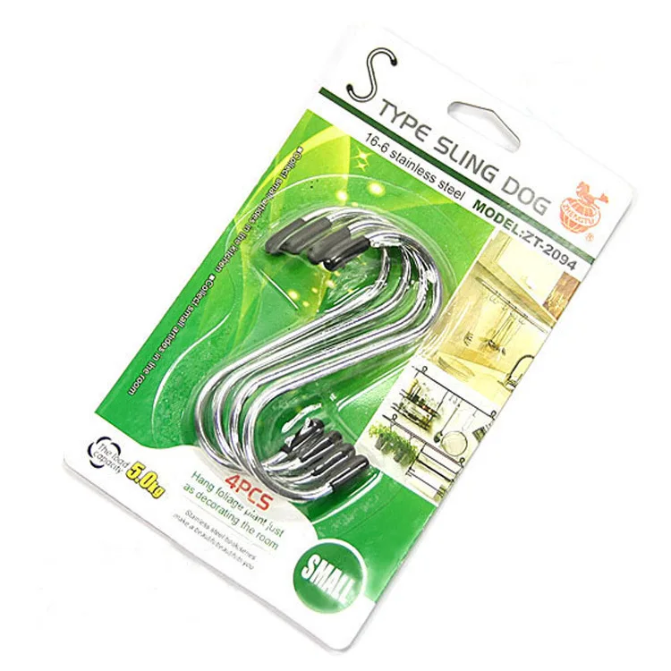 

4PCS Stainless Steel Round S Shaped Hooks House Kitchen Pot Pan Hanger Clothes Storage Rack Tool Bathroom