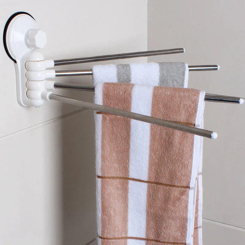 

Stainless Steel Rotating Towel Rack Bathroom Kitchen Wall Hanging Towel Suction Cup Holder Without Drilling