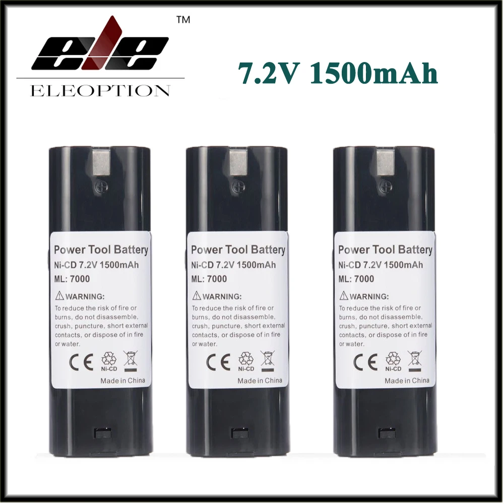 

ELE 3x Power Tool Battery For MAKITA 7033 7002 7000 632003-2 191679-9 192532-2 Cordless Drill tool Battery 7.2V 1500mAh NI-CD