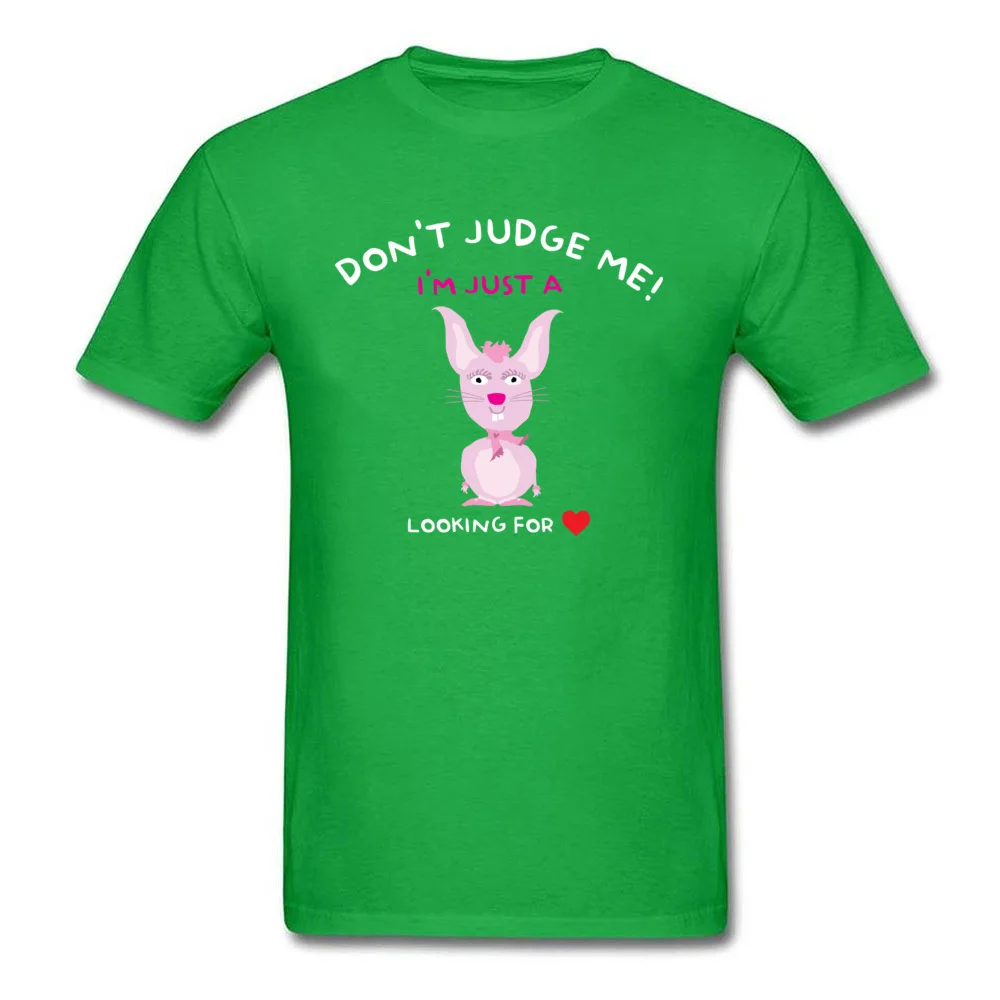 Personalized Tshirts Dominant Short Sleeve Summer 100% Cotton O-Neck Mens Tops Shirts comfortable T-Shirt April FOOL DAY Don`t judge me I`m just a bunny looking for love green