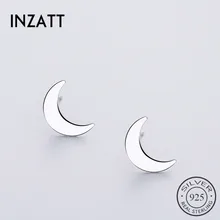 INZATT, серьги-гвоздики в стиле панк с Луной, Минималистичная геометрическая форма, 925 пробы, серебро, для женщин, на день рождения, для вечеринки, ювелирные аксессуары, подарок