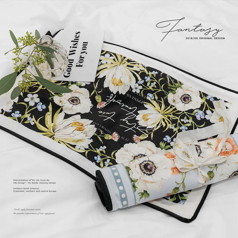 

2019 hot sale Table Mats Cotton Linen Table Napkin Double Layer Totem Pattern Decorative Placemats Rectangular Anti-scalding Pad