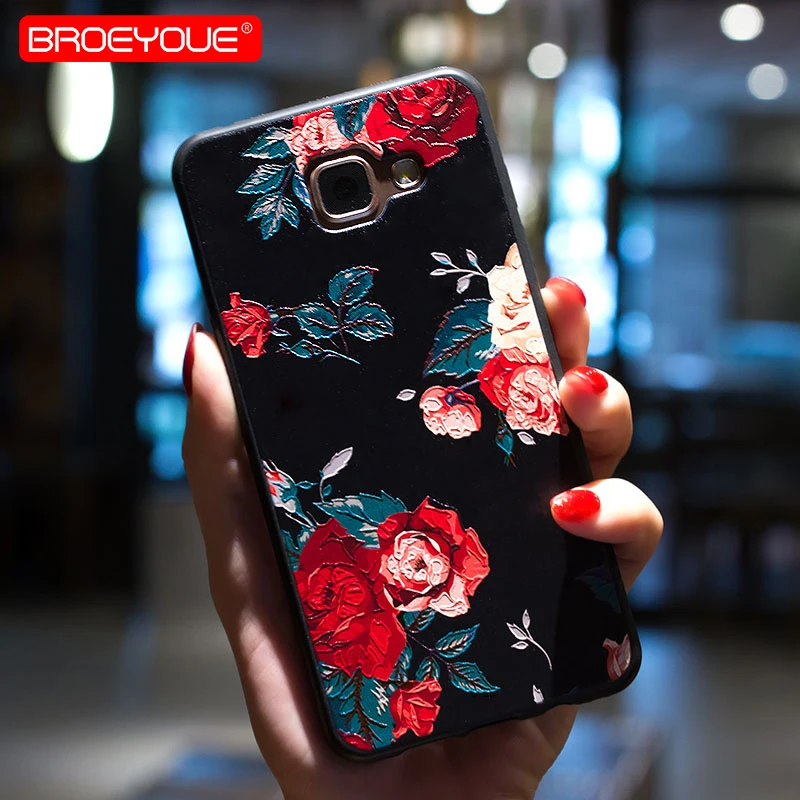 BROEYOUE Case For Samsung Galaxy S7 Edge S8 S9 Plus Note 8 3D Relief Flowers Cases A5 A3 A7 2016 2017 A8 2018 |