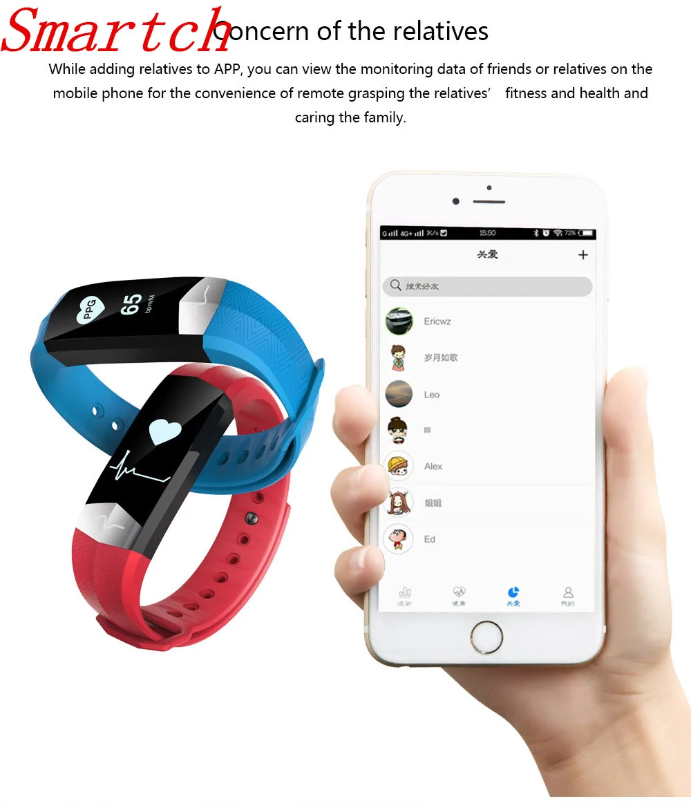 Smartch CD01 Graphene ECG HeartRate Blood Pressure Smart Bracelet for iphone Android Sleep Pedometer Activity Tracker