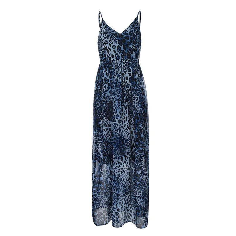 New Sexy ChiffonLeopard Print High Waist V-Neck Long Dress Summer High Street Fashion Dress For Female Vestidos #F#40DE07 (23)