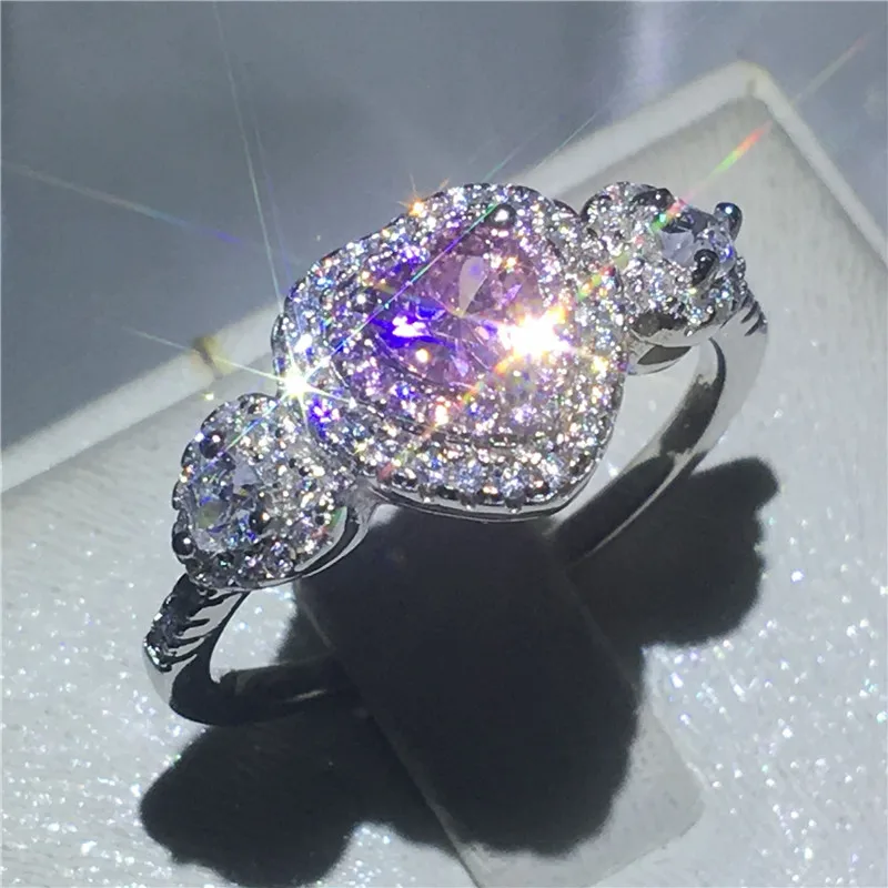 Сердце Форма кольца для 100% Реальный Soild Цвет Серебряный ювелирные изделия AAAAA