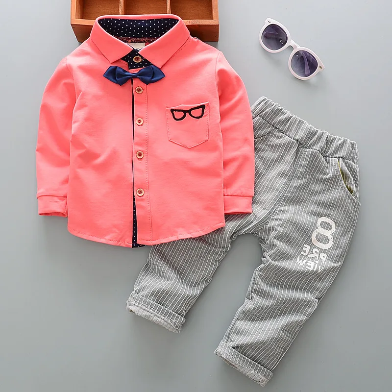

Boys Clothing Set 2018 Spring Formal Gentleman 2Pcs Suit For Kids Clothess Bebe Cotton Set Children Bow Tie Tracksuit Set 1-5T