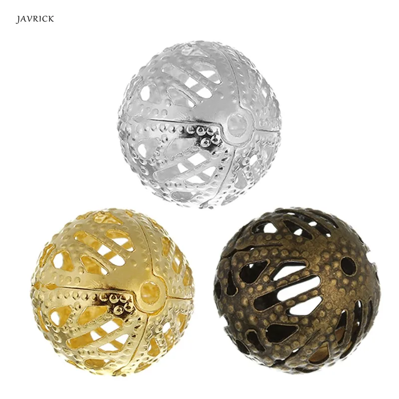 

JAVRICK 100pcs 6mm Tiny Metal Beads Spacer Hollow Filigree Charm For DIY Bracelets Necklace Jewelry Making 3 Colors Metal Bead