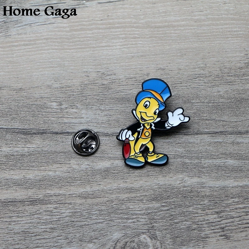 Homegaga Jiminy الكريكيت الزنك الكرتون مضحك دبابيس على ظهره الملابس دبابيس ل diy الرجال النساء قبعة الديكور شارات ميداليات D1118