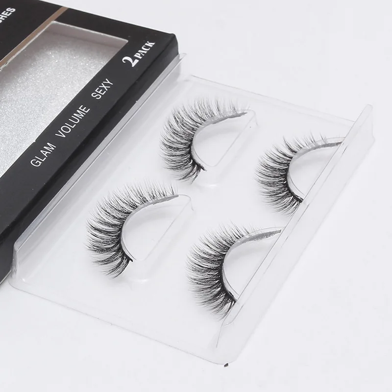 Thick False Eyelashes Set Natural Long Lashes Makeup Fake Eyelashes Reusable 3D Mink Lashes Eyelash Extension Makeup 2 Pairs