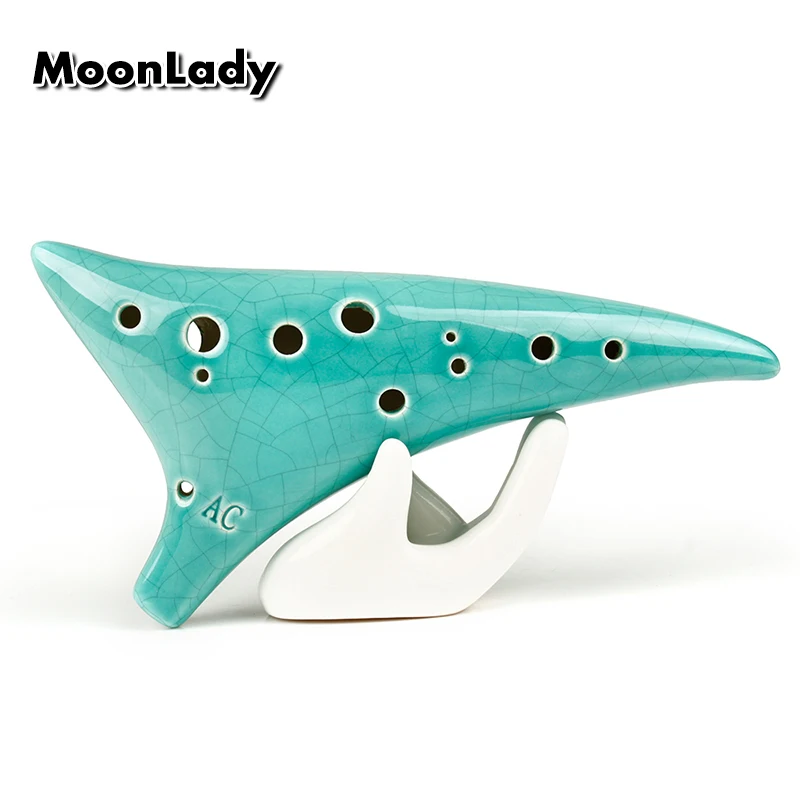 Музыкальные инструменты Ocarina 12 отверстий с острым отверстием зеленый ледяной