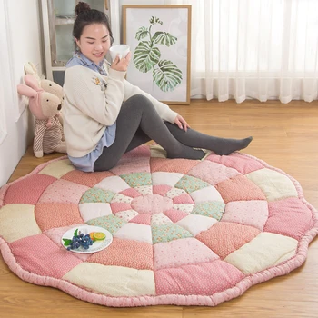 

Hot Sale Woven Round Carpets For Living Room Bedroom Handmade Rug Study room Tatami Carpet Household Yoga Mat Home Decoration