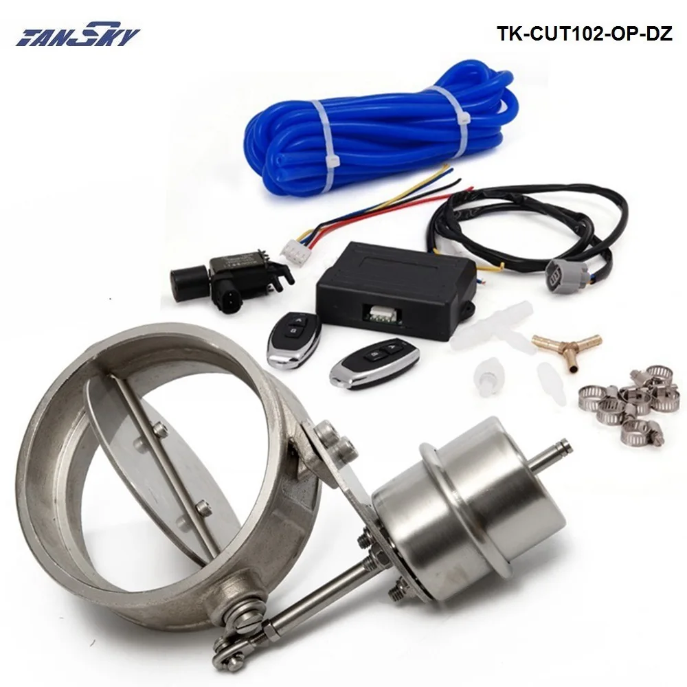 Exhaust Control Valve Set With Vacuum Actuator CUTOUT 102mm Pipe OPEN STYLE with Wireless Remote Controller TK-CUT102-OP-DZ