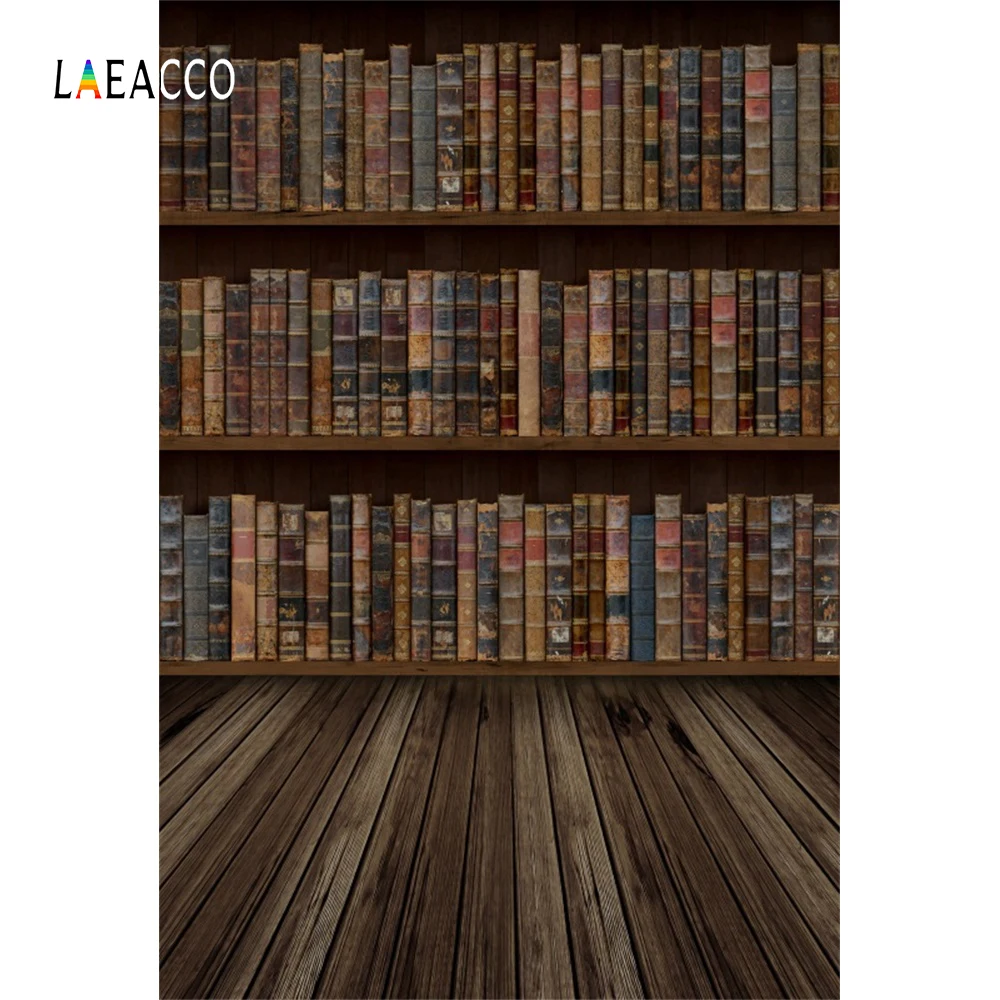 

Laeacco Old Bookshelf Vintage Books Wooden Floor Photography Backgrounds Customized Photographic Backdrops For Photo Studio