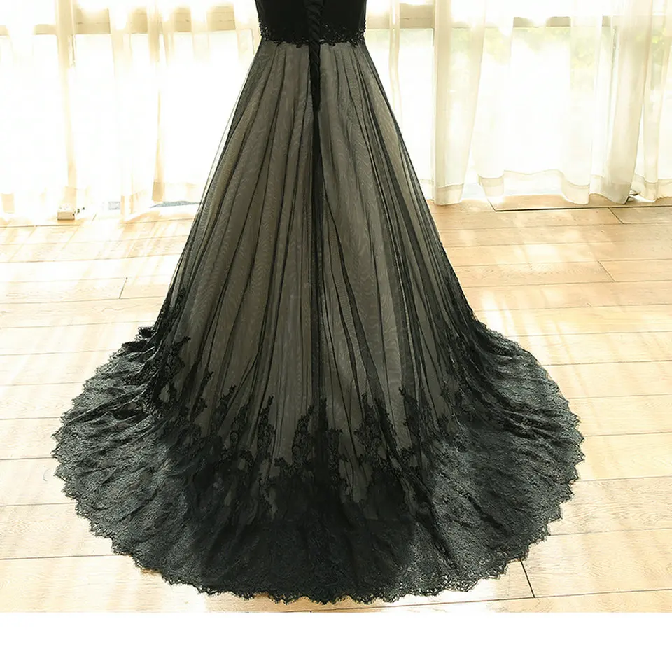 Fashion Black Plus Size Evening Dresses Long 2019 Formal Evening Gowns V Neck Tulle Appliques Women Party Dress Prom Custom Made