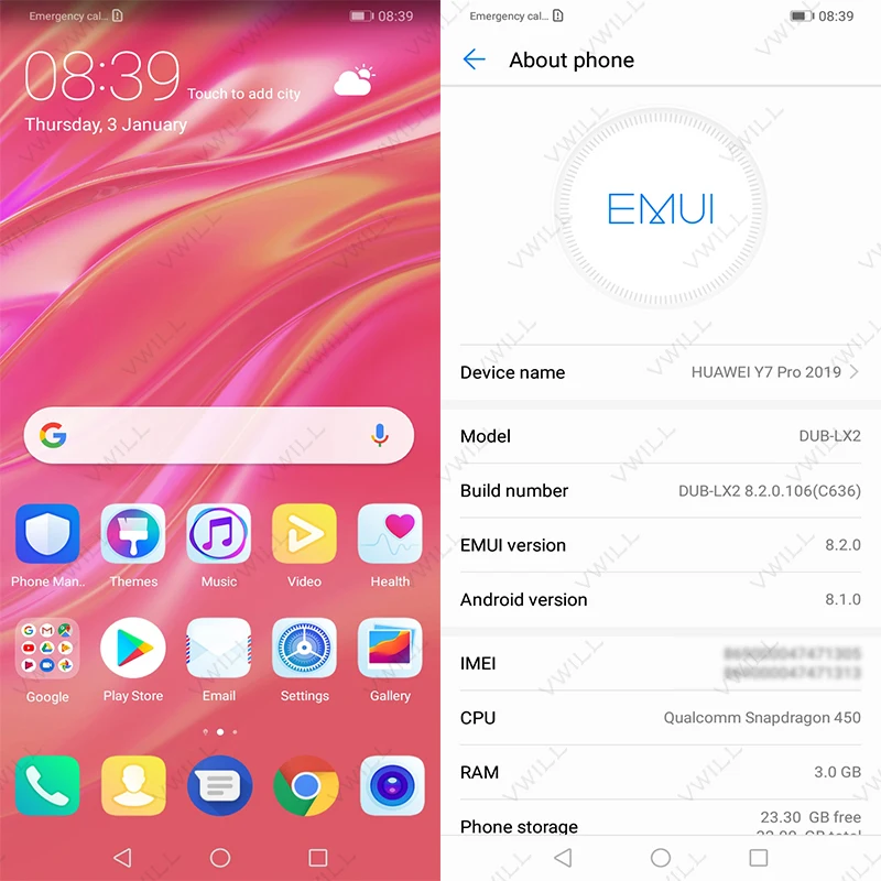 Мобильный телефон Huawei Enjoy 9 huawei Y7 PRO глобальная прошивка Восьмиядерный процессор