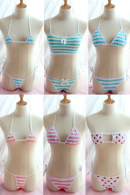 Japanese Anime Girl Shimapan Lingerie Panties Striped Blue and