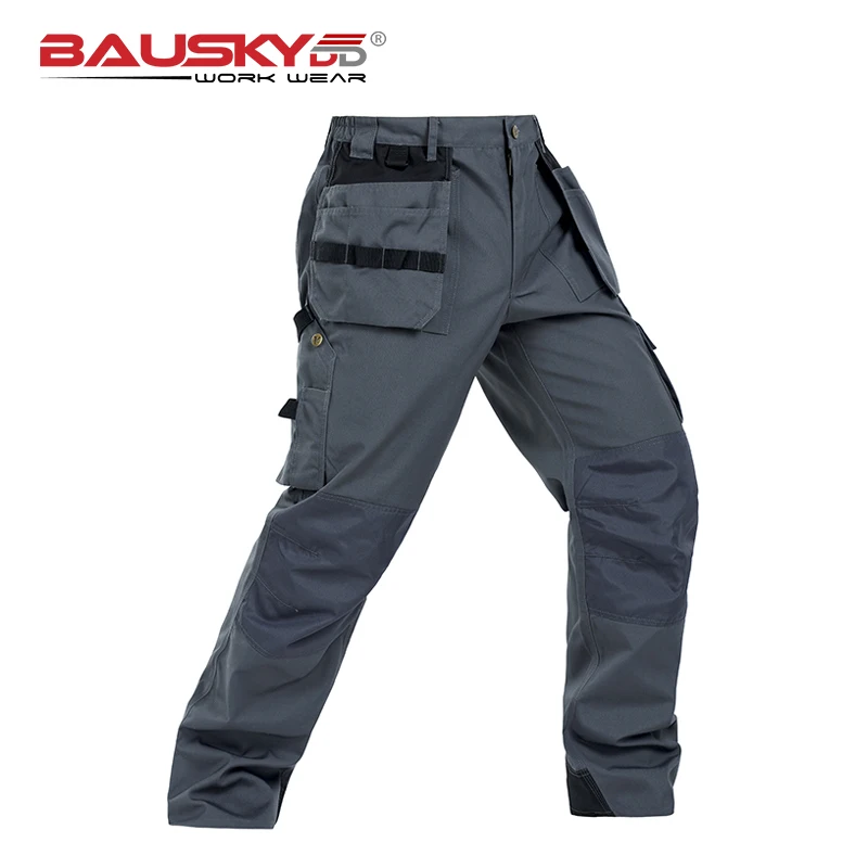 Bauskydd Durable workwear Polycotton men's wear-resistance multi-pockets grey cargo trousers work pants men workwear