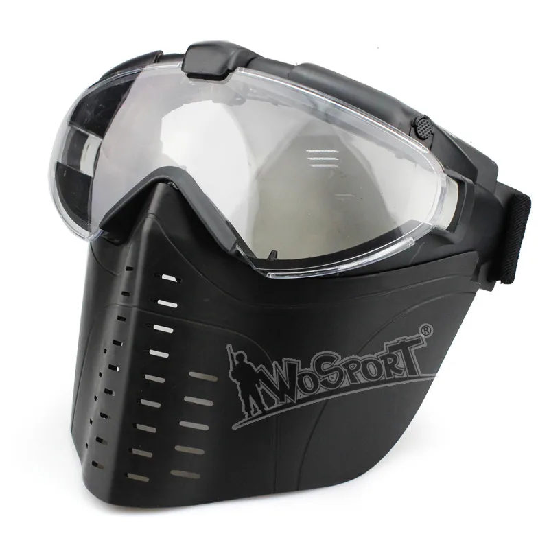 WoSporT Tactical Helmets Face Masks with Fan Ultraviolet proof Goggle