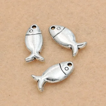 

JAKONGO Antique Silver Plated Fish Charms Pendants for Jewelry Making Bracelet Findings Accessories DIY 18x8mm