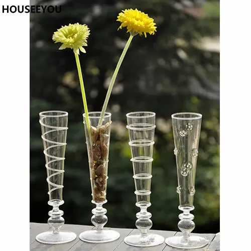 Clear Glass Vase Tall Slender Models Tabletop Flower Vases for Home