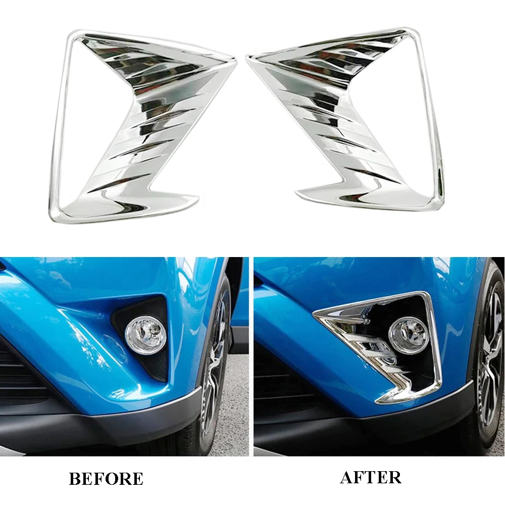 For 2016 2017 Toyota RAV4 RAV 4 Front Fog Lights Lamp Cover Trim Front Foglight Cover Frame Protector ABS Chrome Car Accessories-3