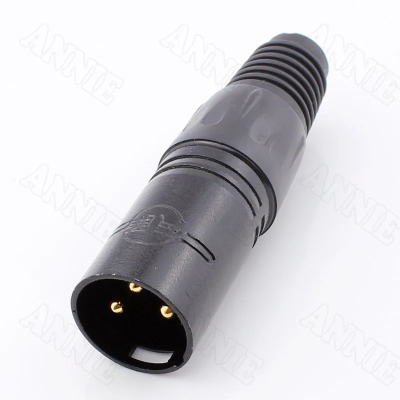 

10pcs/lot 3 Pin Black Gold Plated Microphone Plug For Neutrik YS XLR Male Socket With Copper CoreJ