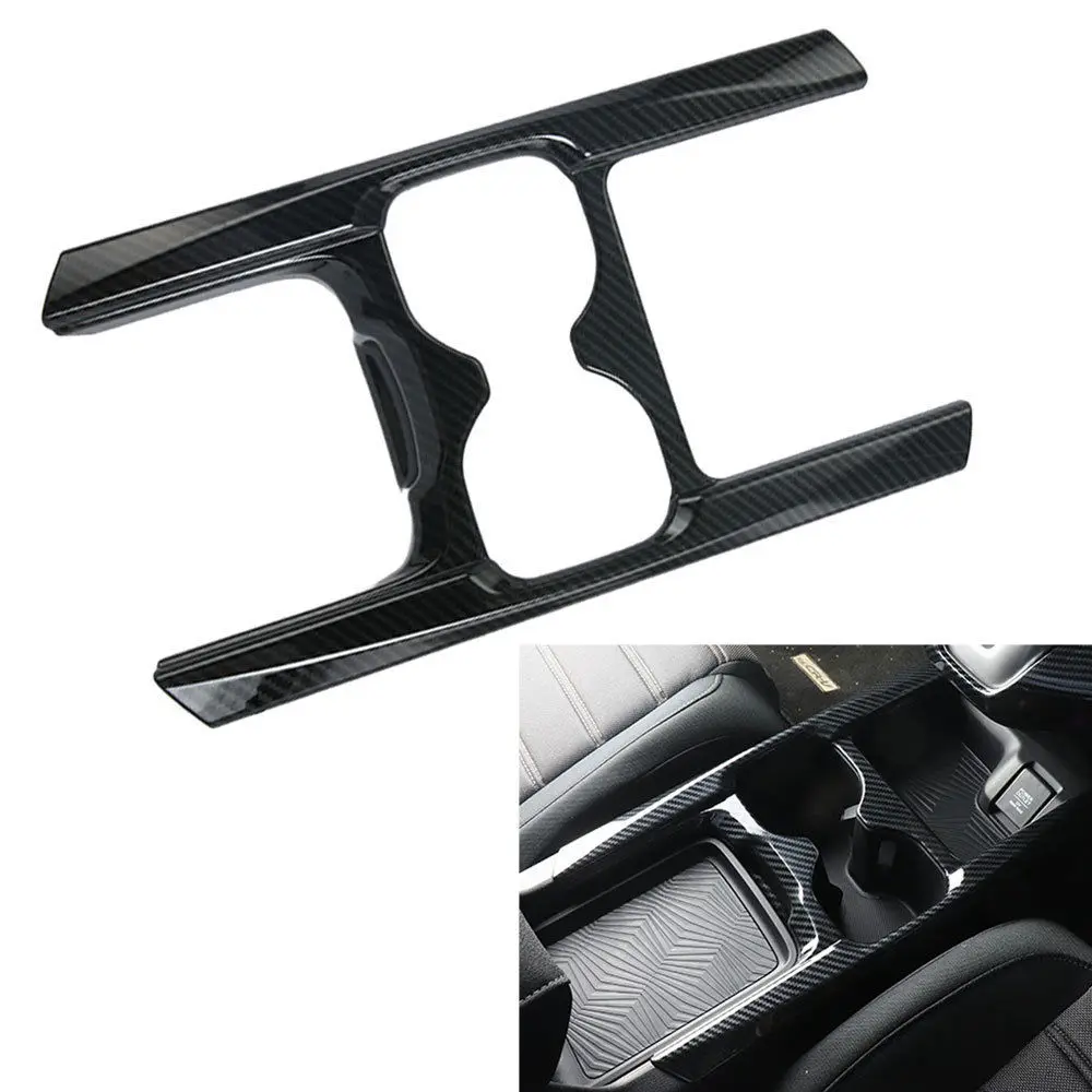 

For Honda CRV CR-V 2017 Console Water Cup Holder Trim Protector Cover ABS Chrome Carbon Fiber Color/Silver Decorative Accessory