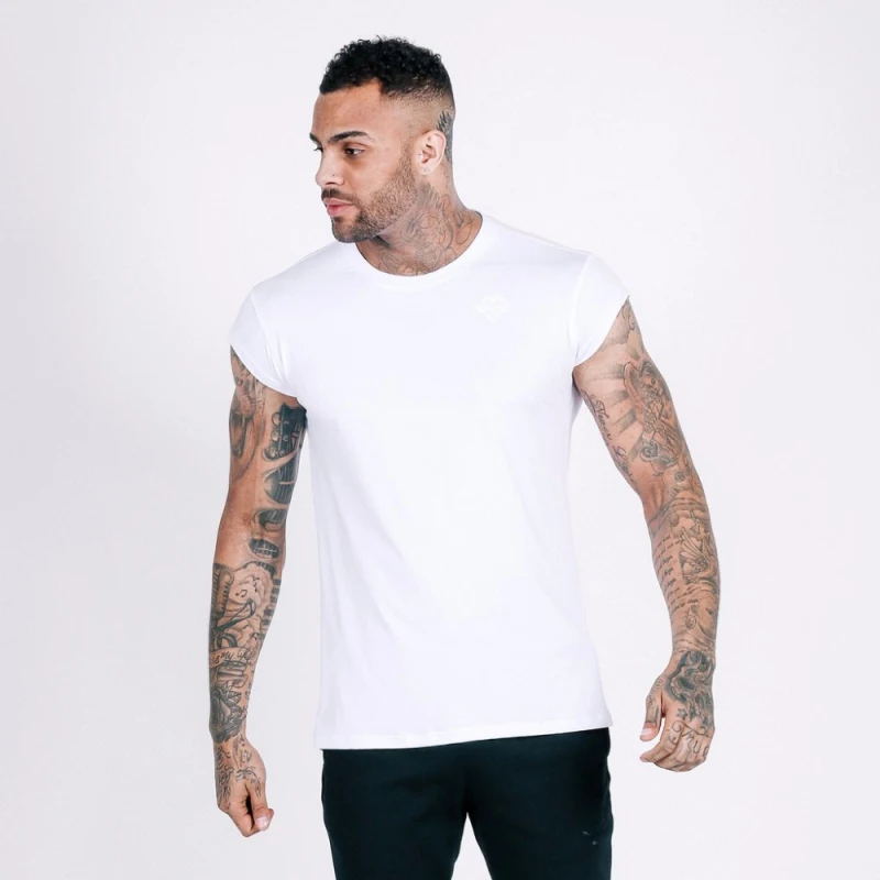 White Shirt Men Sport Tee Top Running t shirt Men Cotton Gym Clothing