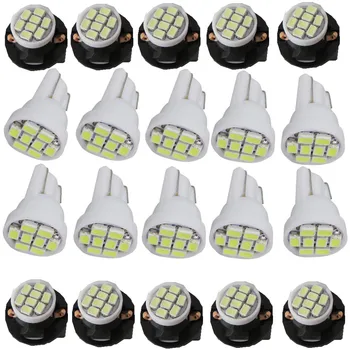 

WLJH 20pcs Auto Car Light T10 Wedge Socket 12V -14V LED Bulbs 2825 194 Instrument Panel Gauge Cluster Dash LED Dome Lights Lamp