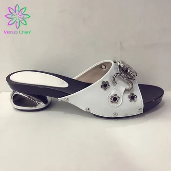 

White Color African Women Wedding Shoes Woman Fashion Open Toe Ladies Pumps Shoes Party Wedding Shoes Decorated with Rhinestone