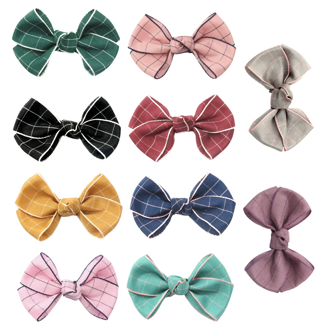 

1 PC Children Hairpins Mini 2.5inch Bow Clip Barrettes Girls Hair Clips Plaid Vintage Grid Knotted Cross Print Hairclips