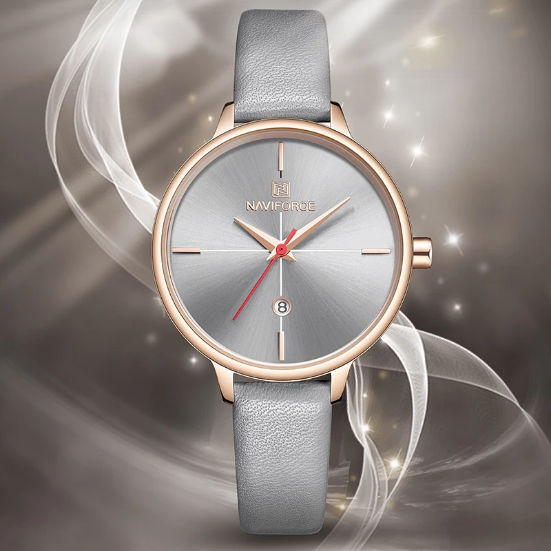 Best NAVIFORCE Women Watches Top Luxury Brand Quartz Watch Lady Fashion Leather Clock Waterproof Date Girl Wristwatch Gift for Wife
