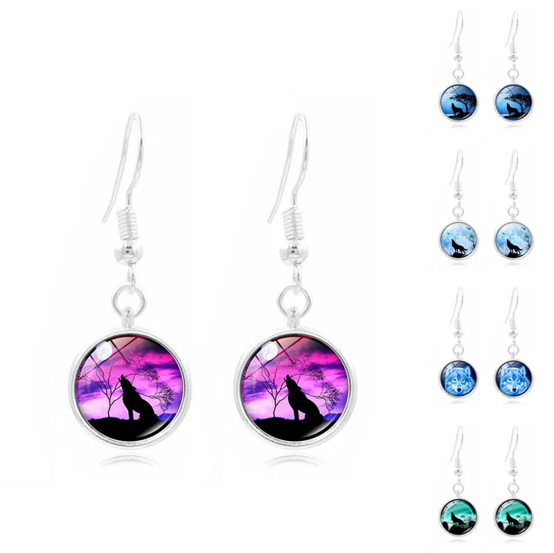 

Fashion Earrings Jewelry with Silver Color Wolf Howling Moon Shaped Drop Dangle Long Earrings for Women Party Gift