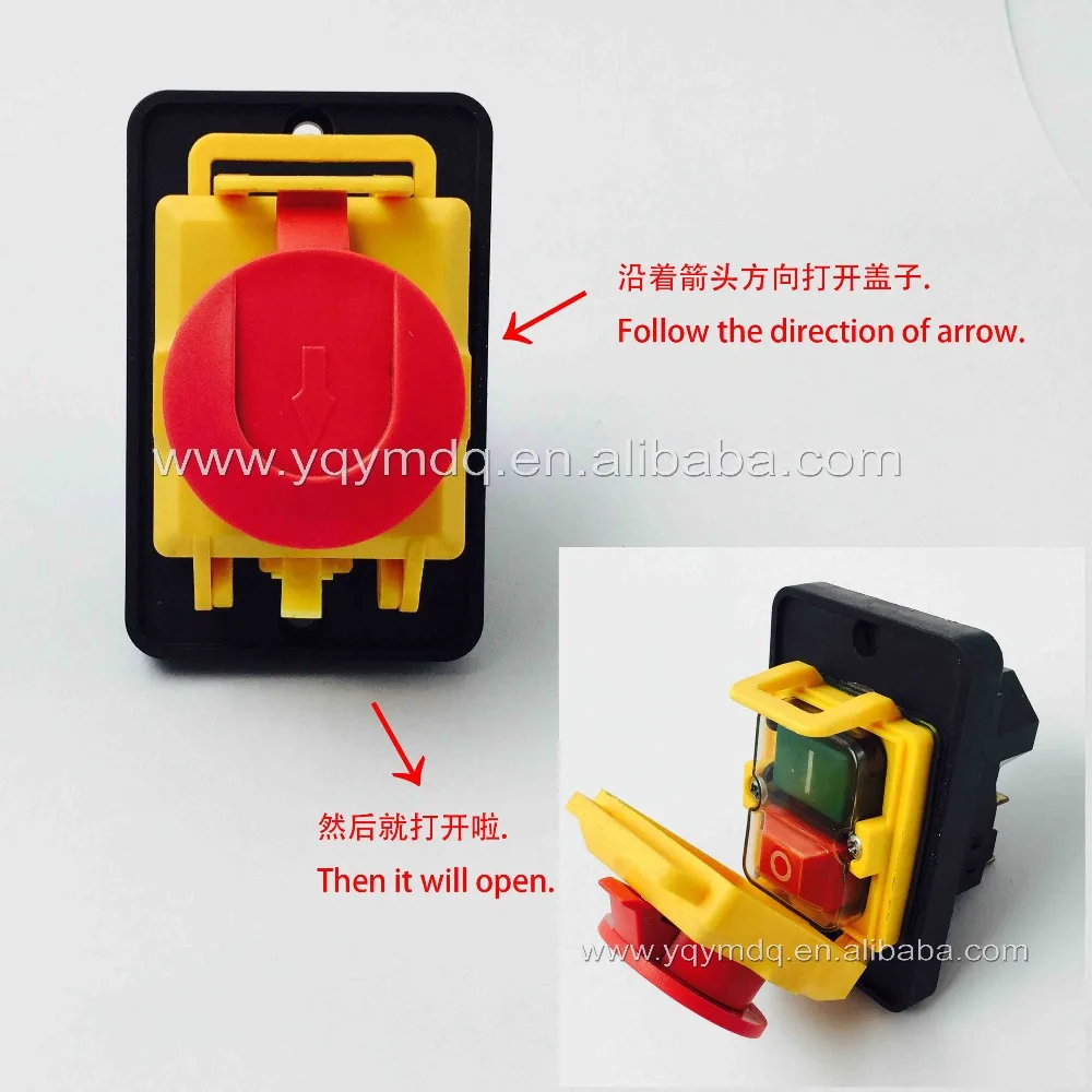 Electromagnetic switch 7 Pin On Off Push Button Protective cover Emergency stop Ignition switch 16A 230V YCZ4-A