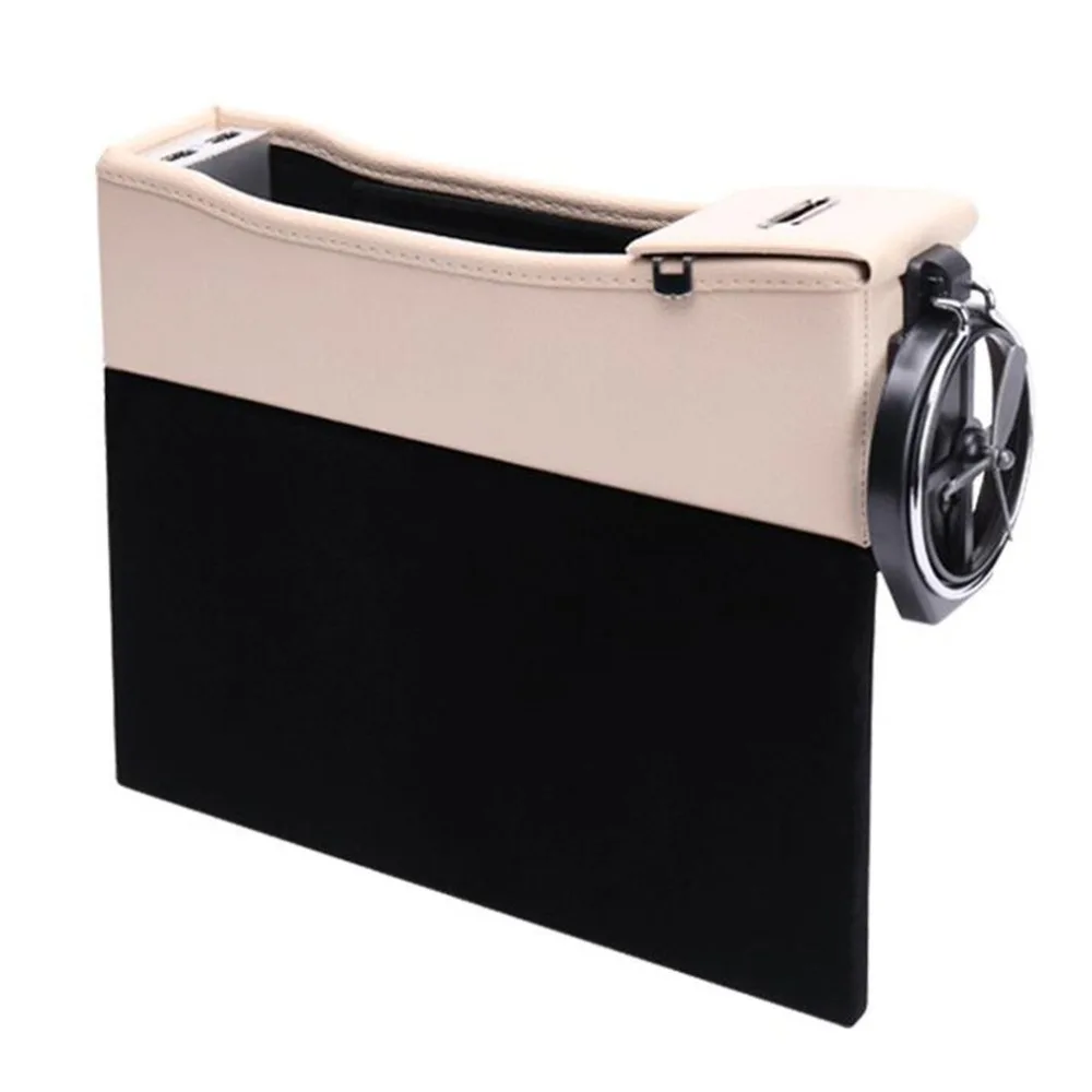 Multifunction Car Driver Seat Side Pocket Storage Box Car Seat Filler Gap Organizer With 2 USB Charging Ports
