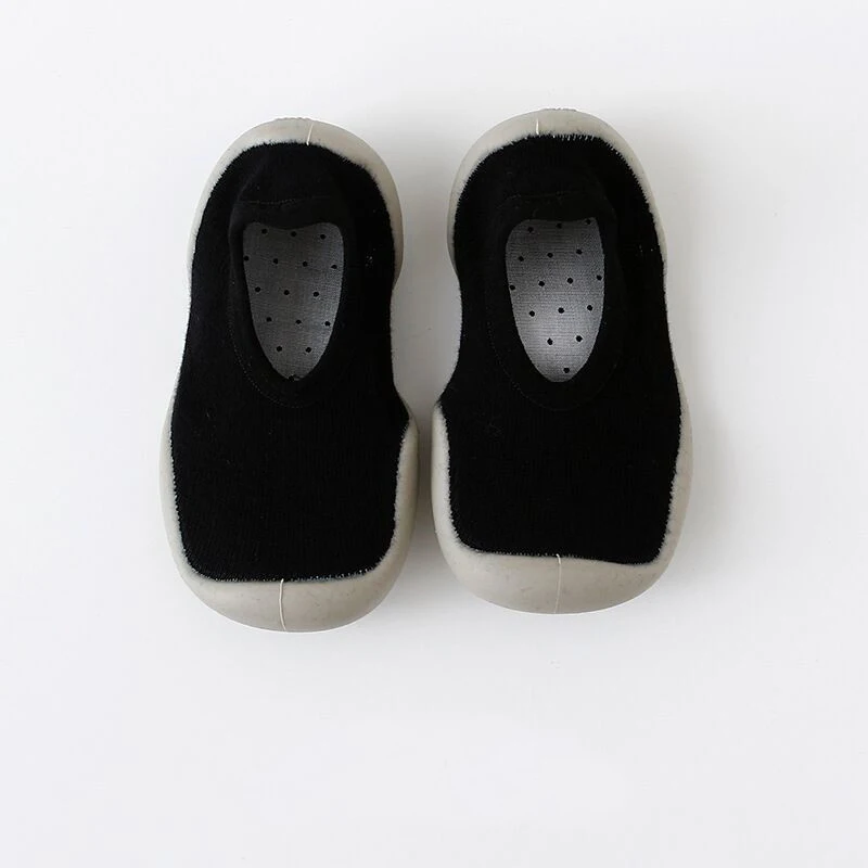 Детские носки для новорожденных; носки-тапочки; нескользящие полосатые носки с резиновой подошвой; прогулочные носки для малышей; тапочки для маленьких мальчиков и девочек - Цвет: Black