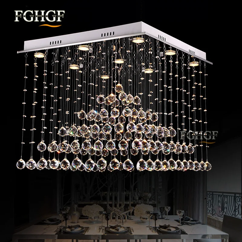 Luxury Square Crystal Chandelier Light Lustres de Cristal Lamp Modern Lighting Long Stair Lamp for Flush Mounted lampada led (3)